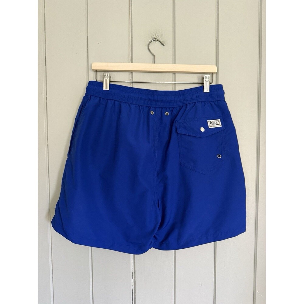 Polo by Ralph Lauren Swim Trunks L Large Blue Red Pony Drawstring Lined